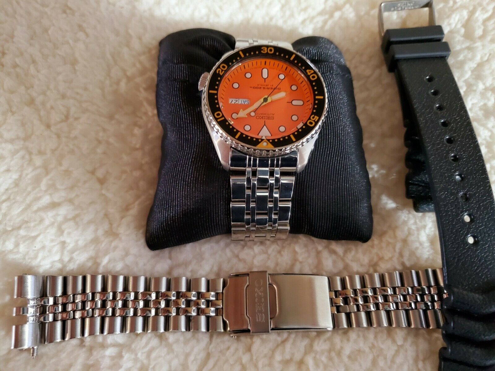 seiko diver orange dial automatic mens watch skx011j1