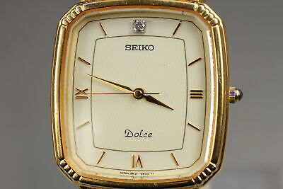 Near MINT] SEIKO Dolce 5E31-5A90 Quartz Gold Diamond Men's