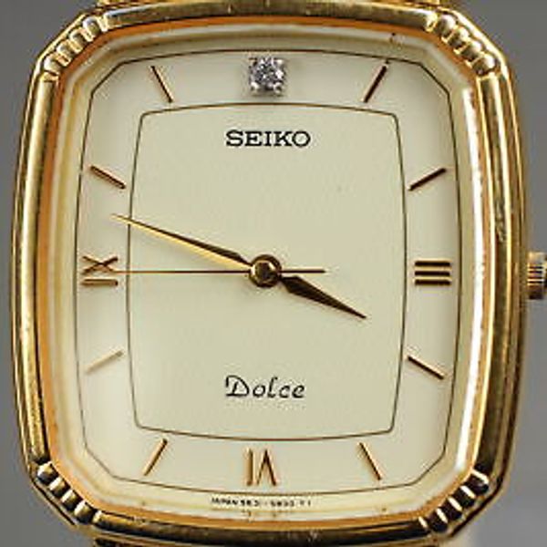 SEIKO Dolce 5E31-5A90 Gold Diamond quartz Men's Watch