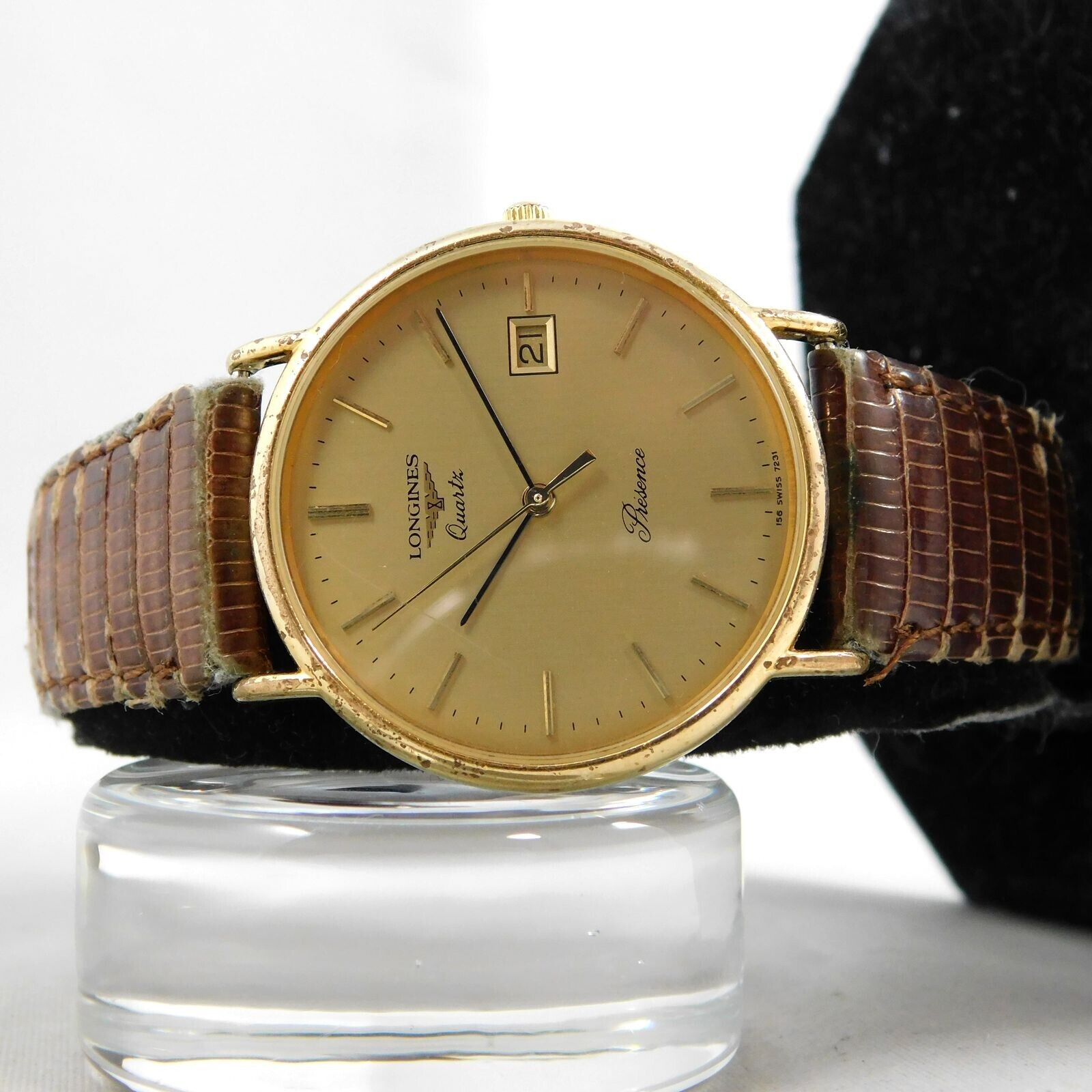 LONGINES PRESENCE L156.4 MEN S DATE GOLD PLATED VINTAGE WATCH