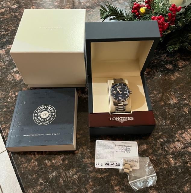 WTS Longines HydroConquest 41mm Blue with active warranty card