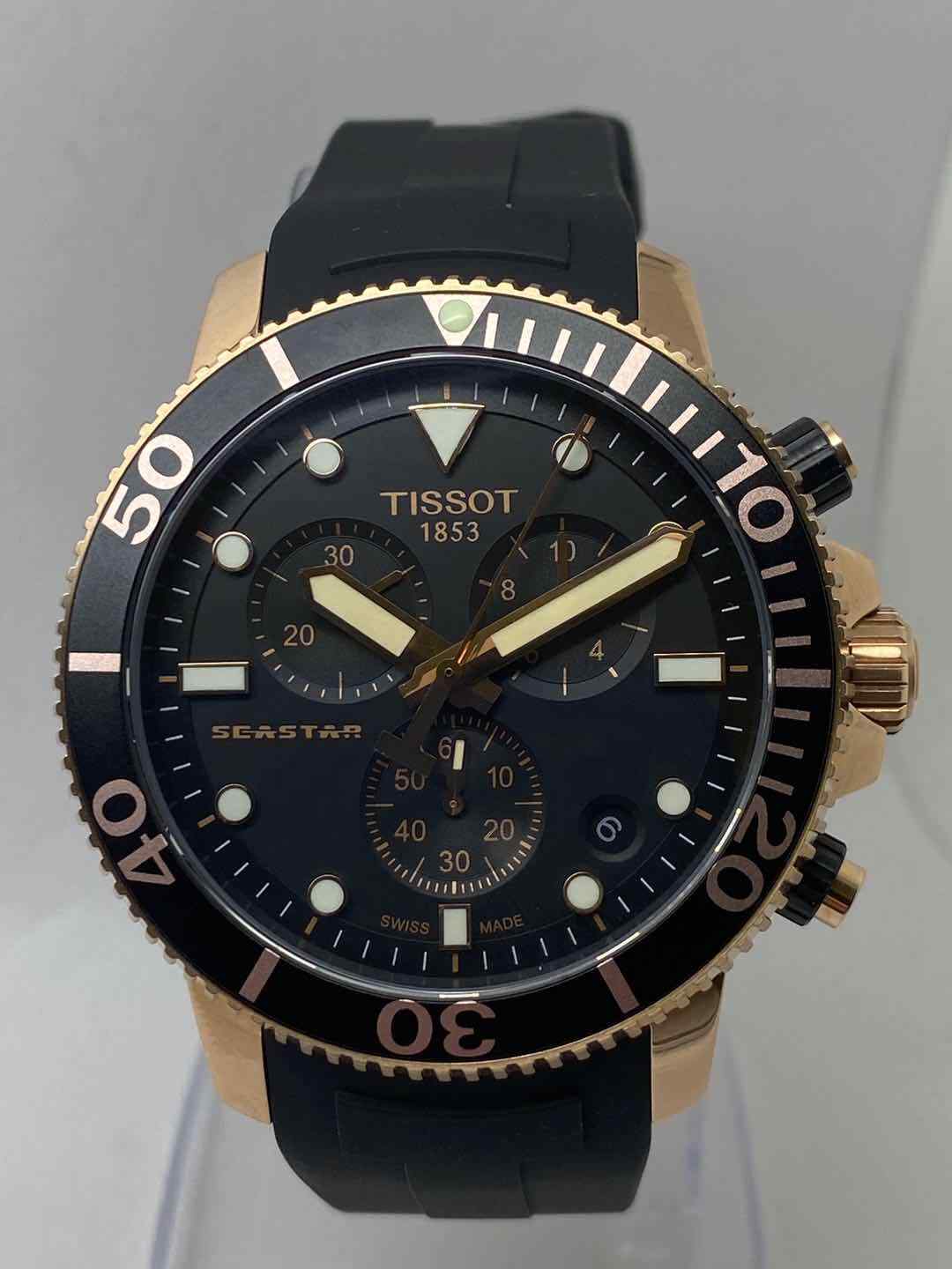 Tissot Seastar 1000 Chronograph Black Dial Black Rubber Strap Watch For Men - T120.417.17.051.00