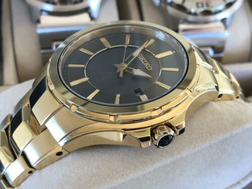 Seiko SNE414 Solar Coutura V157 0BL0 Gold Tone Stainless Steel