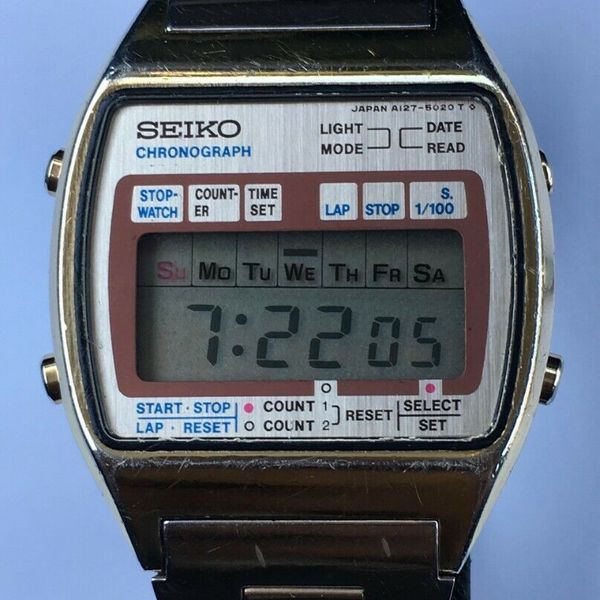 Vintage Seiko A127-5029 Seiko LCD Chronograph Stop watch Water resistant  Steel | WatchCharts