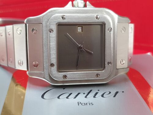 Vintage Cartier Santos Carree 2960 Grey Ghost Dial Automatic Watch