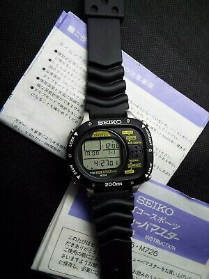 RARE NOS 1990 SEIKO VINTAGE DIGITAL WATCH DIVER COMPUTER M726-5A10