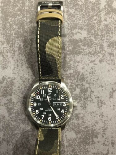 NEW HAMILTON KHAKI FIELD DAY DATE AUTO H70535031 BLACK DIAL