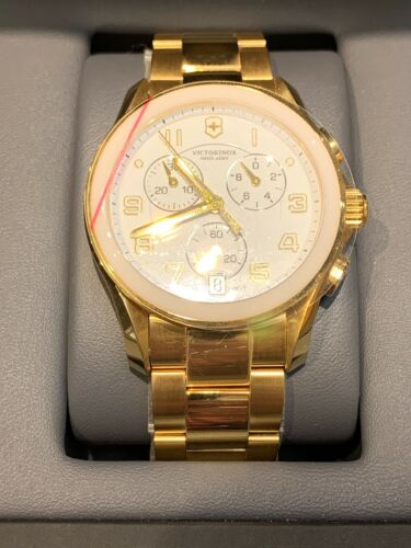 Victorinox Chrono Classic White Dial Gold Bracelet Watch 241537