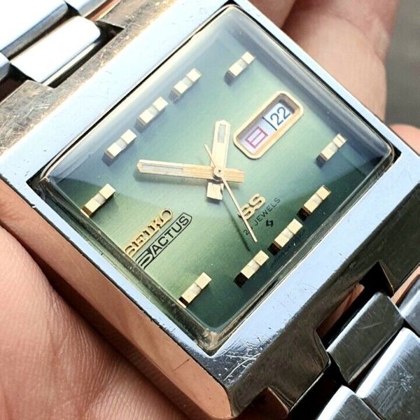 Seiko Actus SS Square TV Green Dial 6106-5530 25J Oct 1973 Auto