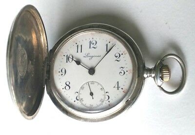 ANTIQUE 0.900 SILVER LONGINES HUNTER CASE SWISS POCKET WATCH FROM