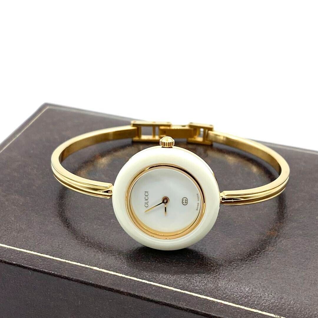 Gucci Change Bezel 12 Colors White / Gold Dial Women Watch in Box