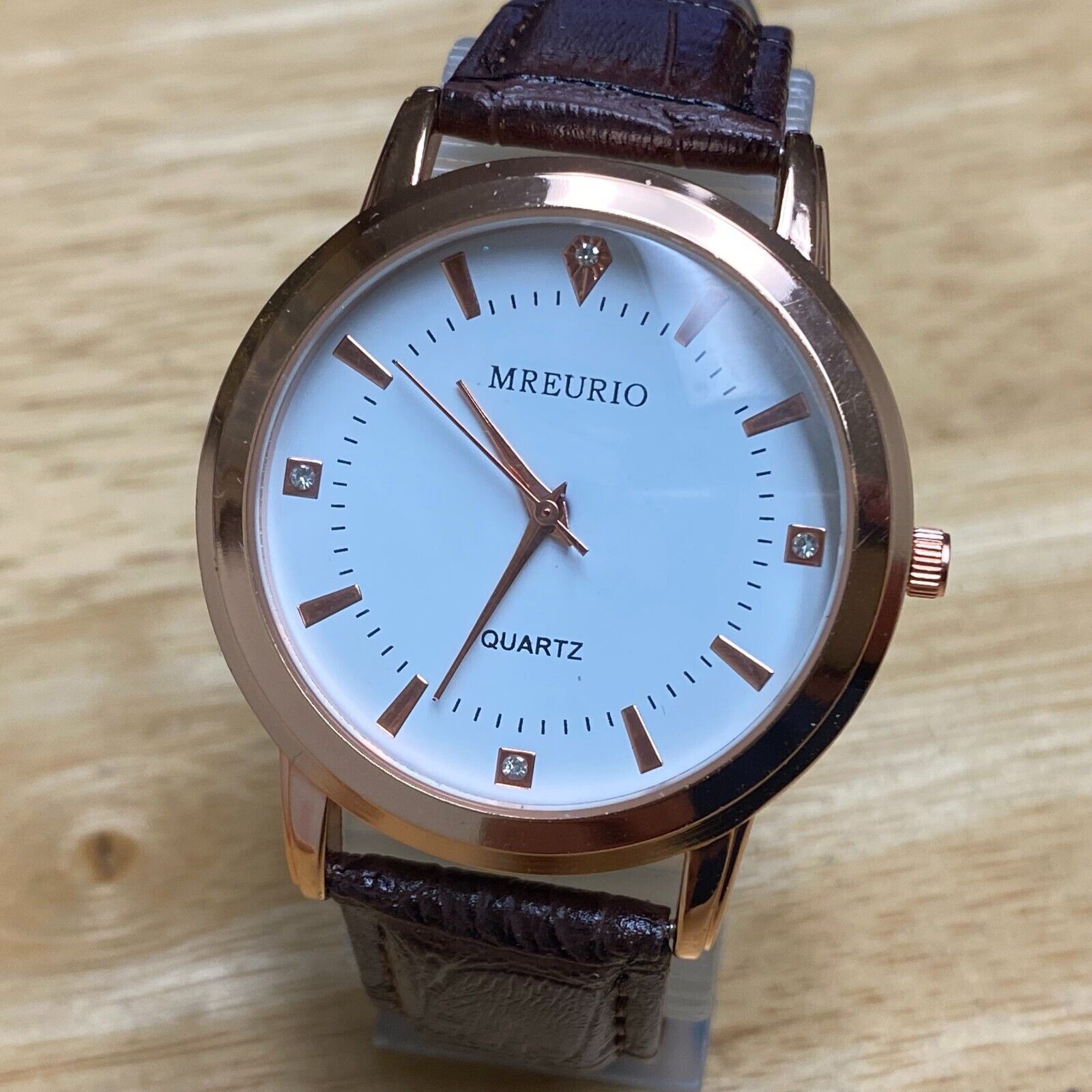 Mreurio Mens Rose Gold Leather Band Analog Quartz Watch New Battery WatchCharts Marketplace