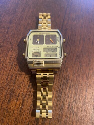 Citizen ANA-DIGI TEMP Gold 8988 Q01920 Vintage Japan Watch