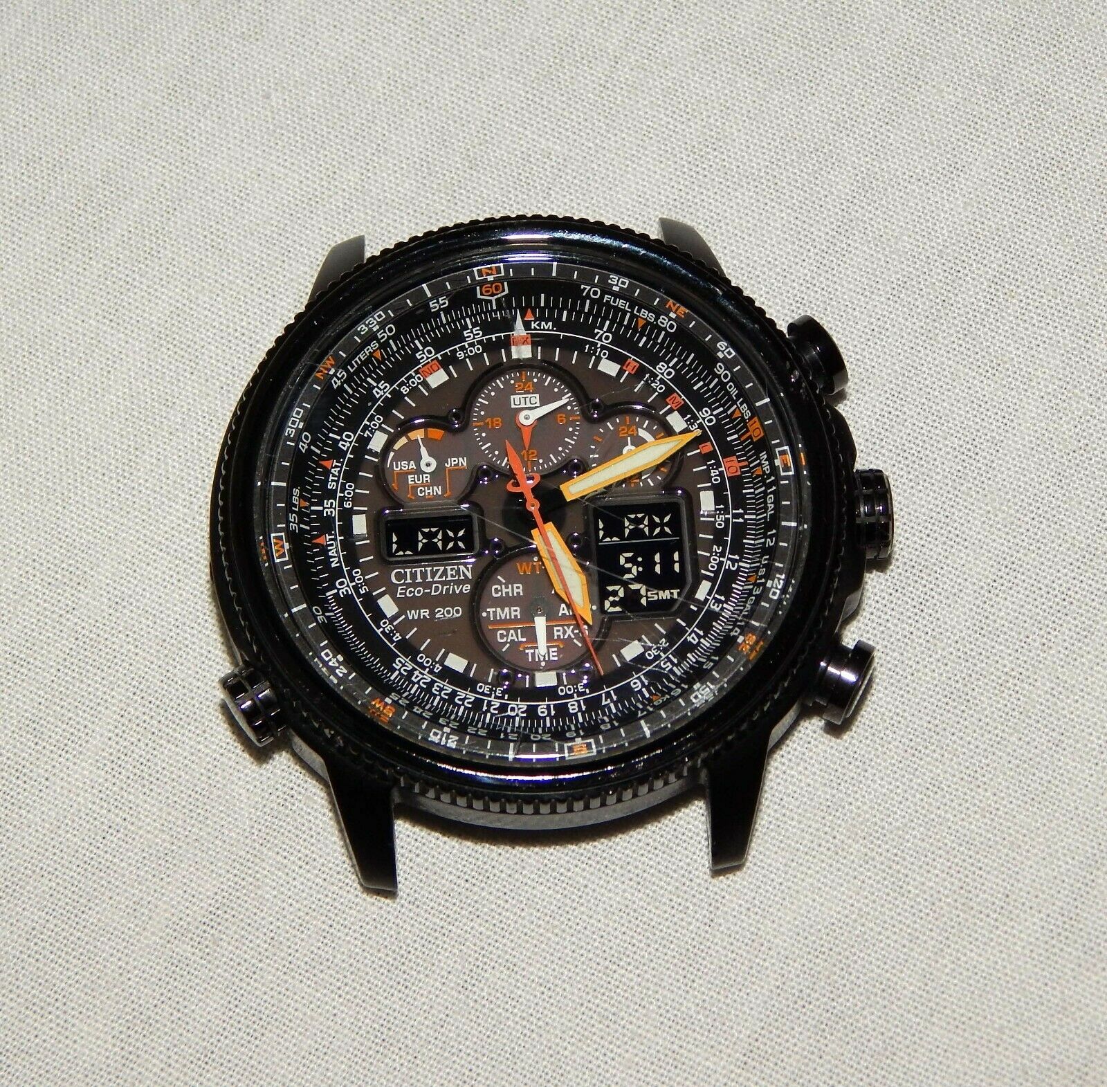 Citizen Eco-Drive Navihawk A-T 48mm 200M Atomic Stainless Watch