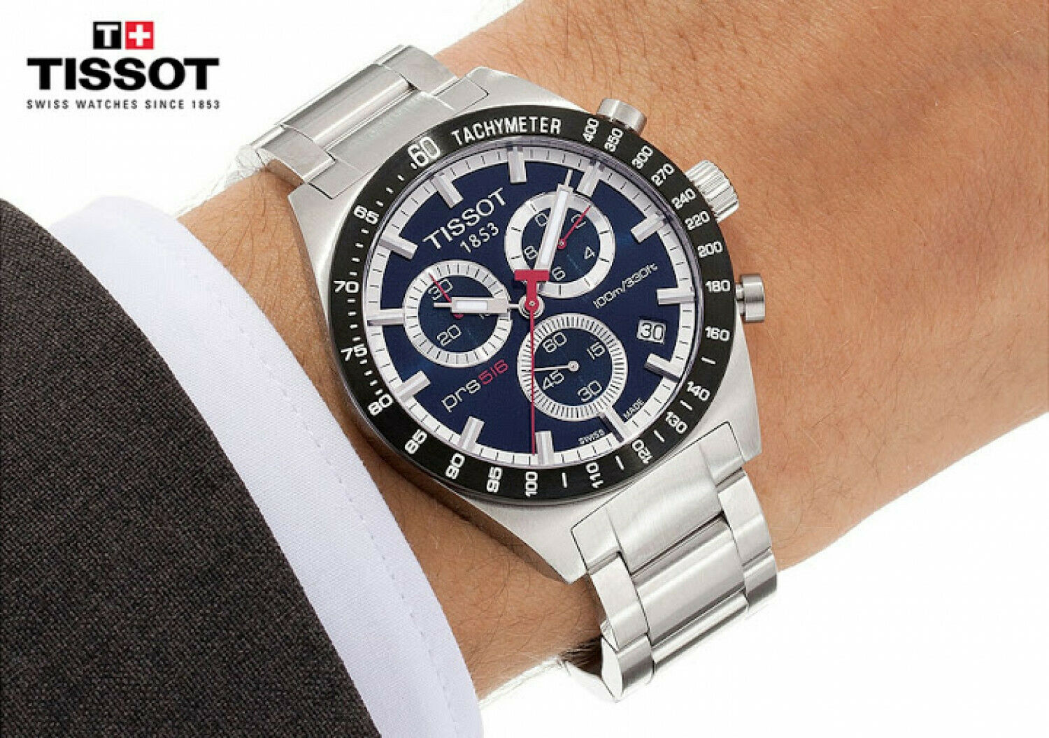 TISSOT T0444172104100 Blue Dial PRS 516 Stainless Steel Chronograph Men s Watch WatchCharts