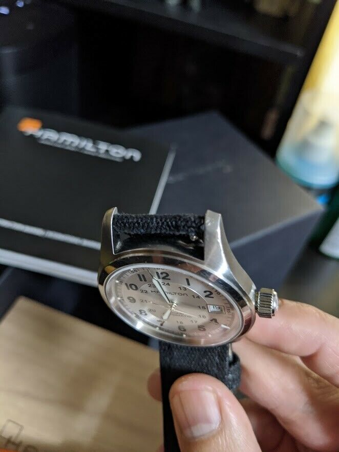 Used Hamilton Khaki Field Auto Silver Dial Leather Band Men's