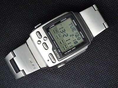 Rare CASIO Vintage Digital Watch TOGGLE JOYSTICK DATABANK SILVER