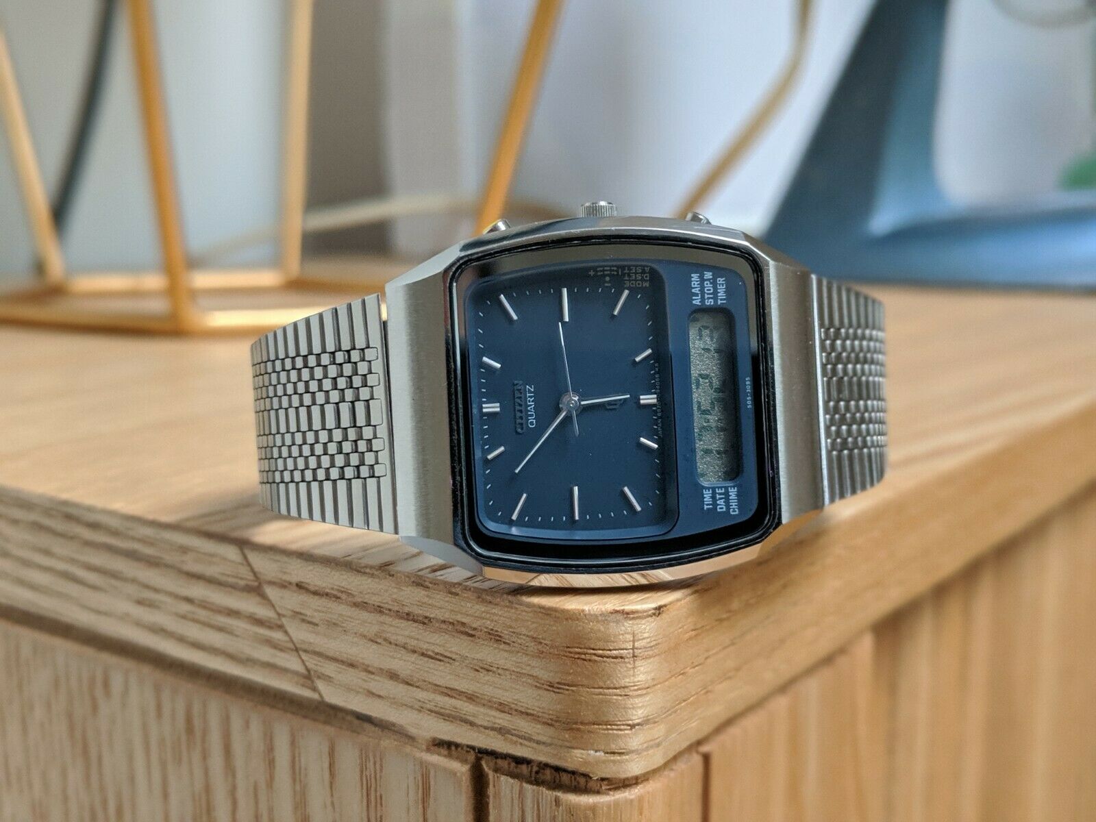 Vintage Citizen Ana Digi Dual Time 41-8013 Blue Dial Japan Digital