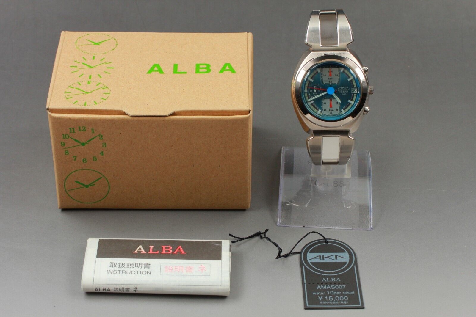 RARE! [MINT] SEIKO V657-6030 ALBA AKA Chrono Blue Quartz Men's
