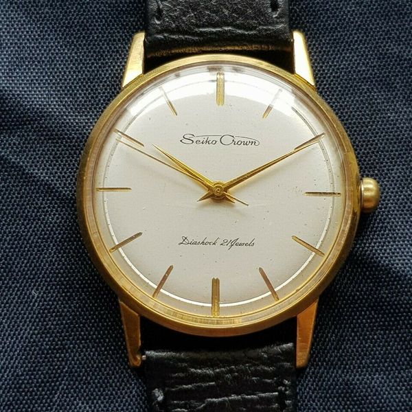 Vintage Seiko Crown Diashock 21 Jewels Gold 18K Mens Japan Wrist Watch |  WatchCharts