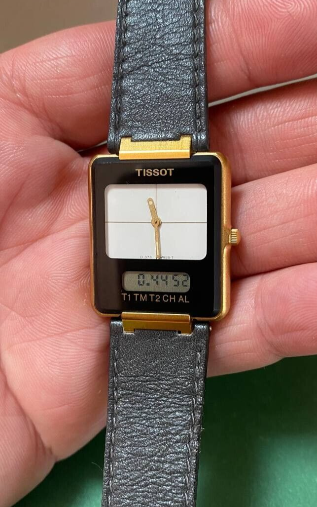 Vintage TISSOT Twotimer Men's 34mm Black Analog Digital Swiss