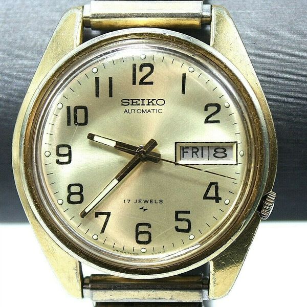 Seiko 7009-8129 17 Jewels Automatic Day Date Vintage Watch - Railroad Style  | WatchCharts