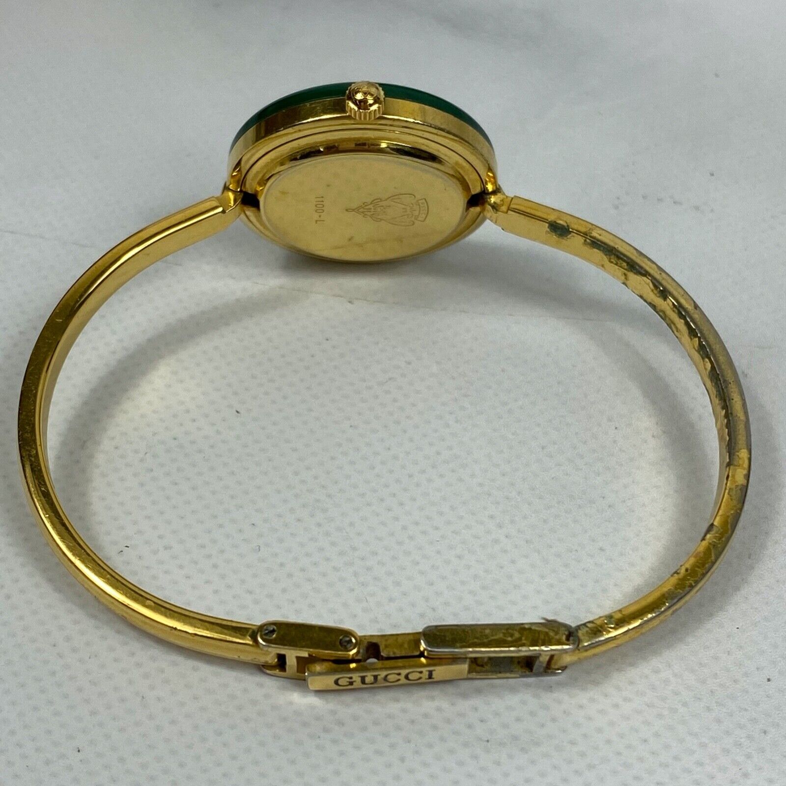GUCCI 1100-L Interchangeable Bezels Gold Womens Watch With
