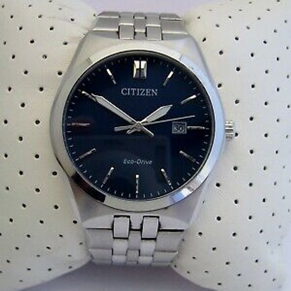 CITIZEN ECO DRIVE WATCH MENS E111 S099641 STAINLESS STEEL BRACELET BLUE