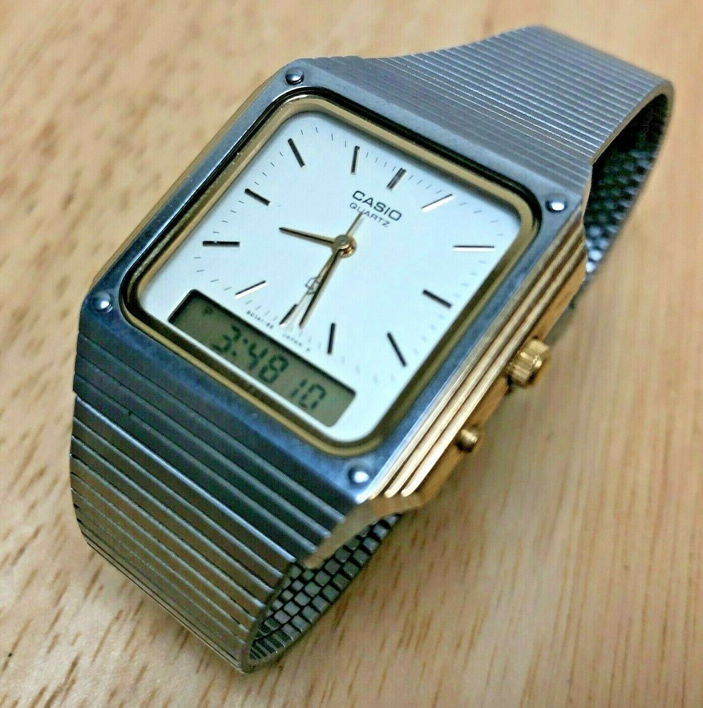 時計 CASIO AQ-500 Vintage Casio AQ-500 Module 305 Men Analog Digital Chrono Watch