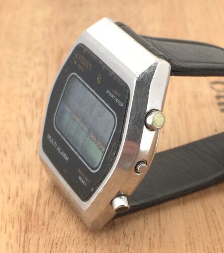 Citizen 9100A Working Quartz Digital 1 13/32in Multi Alarm Japan