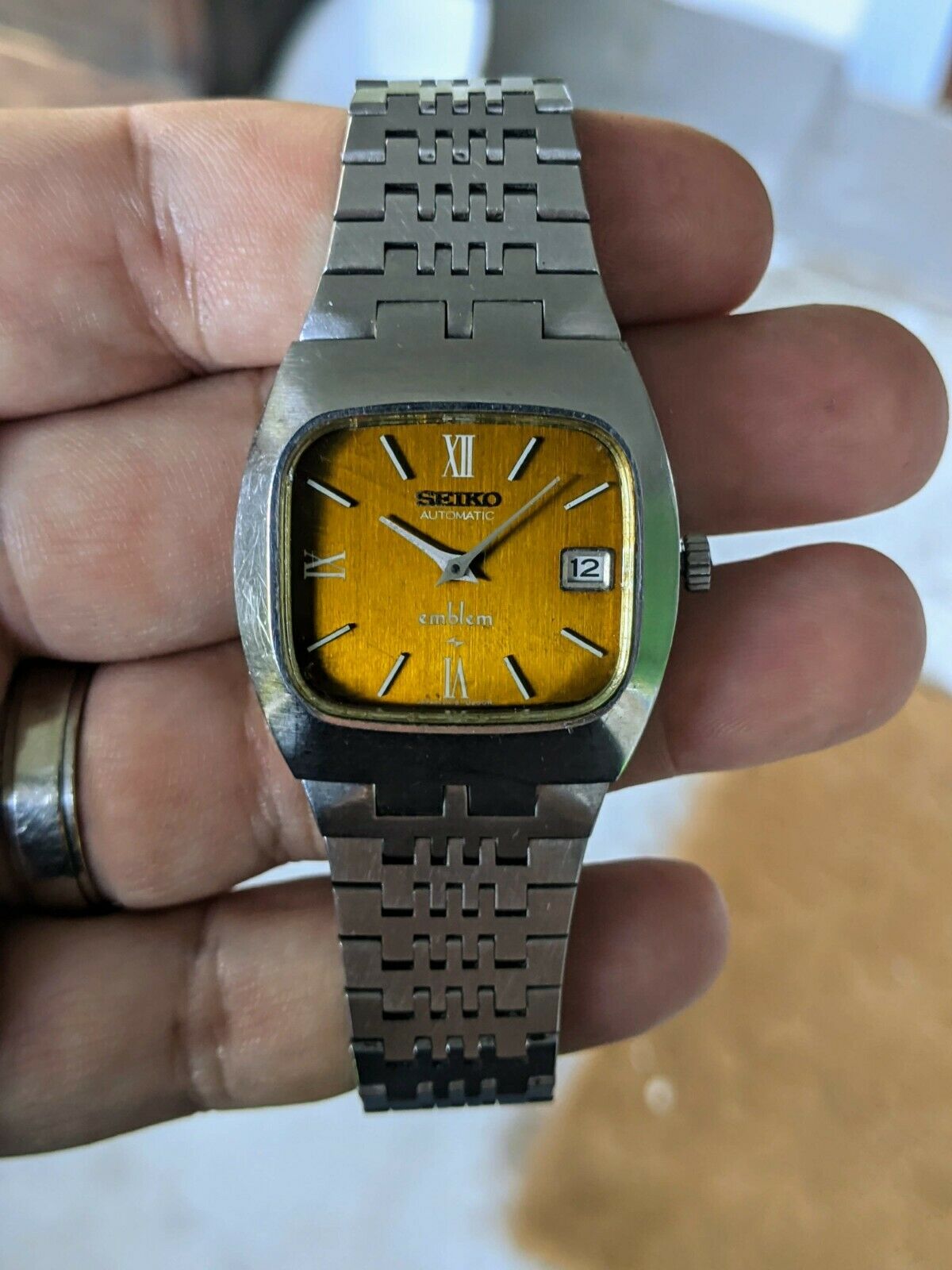 Vintage '74 Seiko Emblem 2418-3020 Hi-Beat Watch, Orig. Band