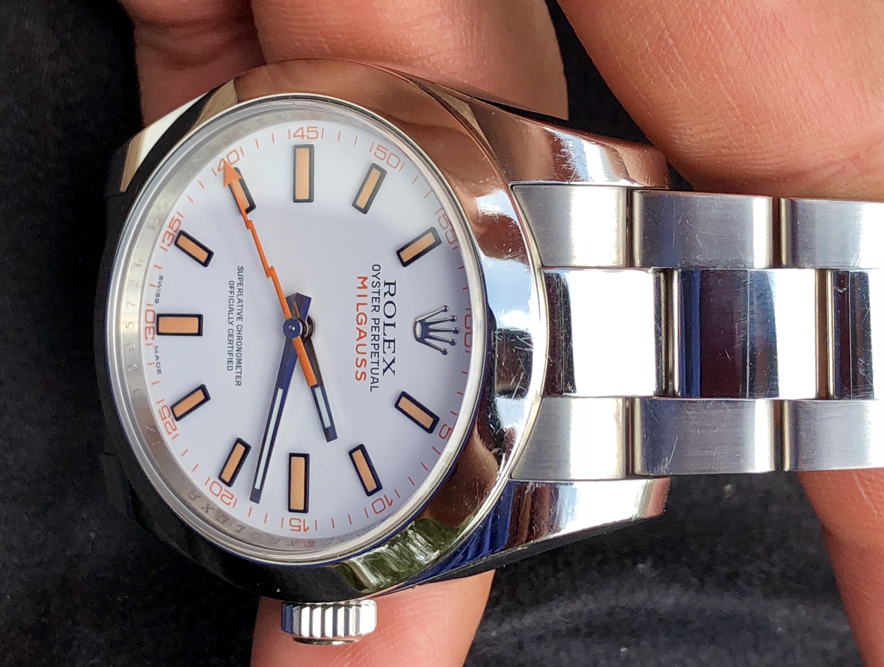 SOLD Rolex Milgauss white dial 114600 4750 shipped WatchCharts