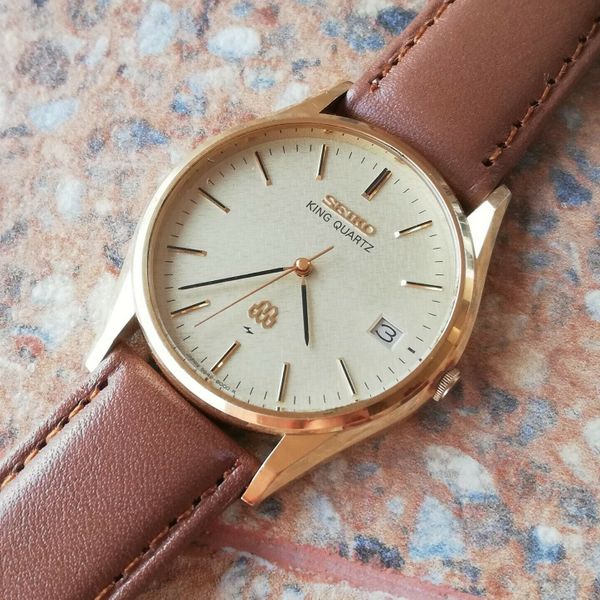 SEIKO King quartz 9642-8000 Gold Dial Date Twin quartz Men's