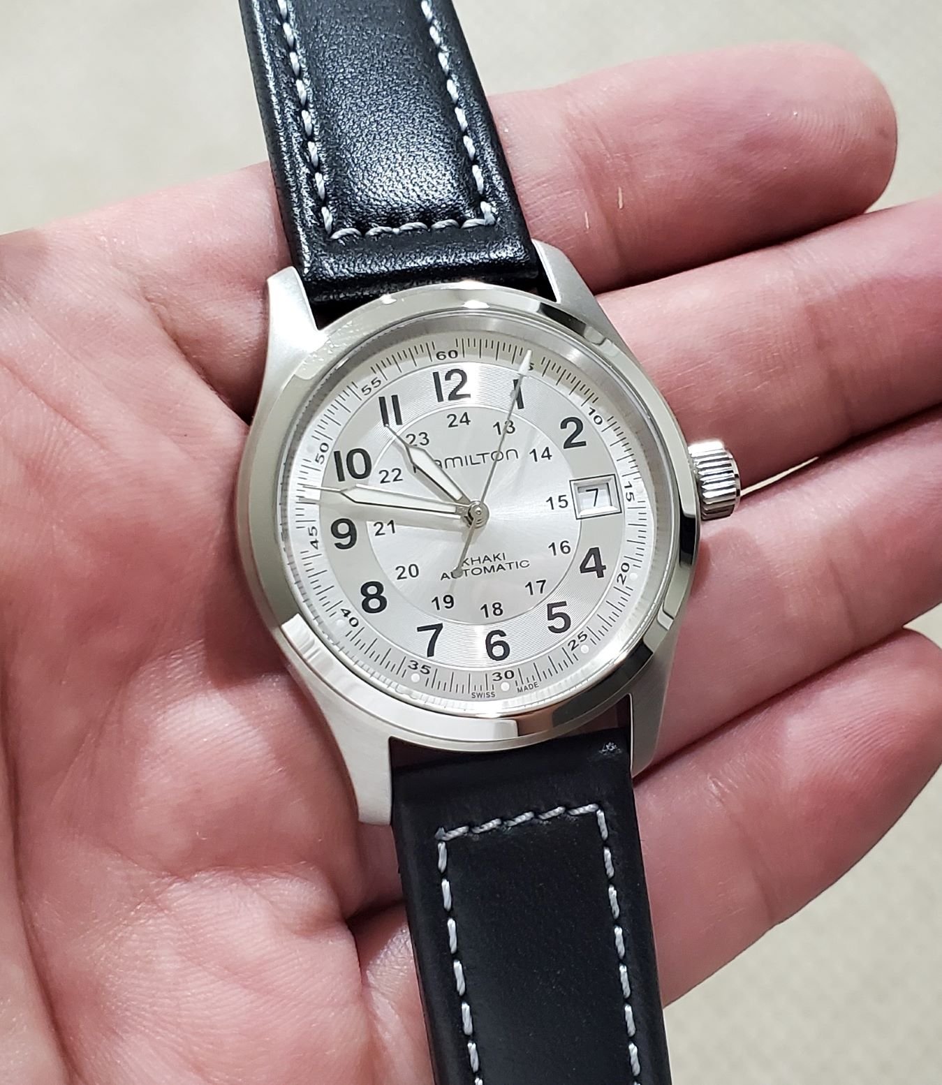 hamilton khaki field automatic 38mm silver dial