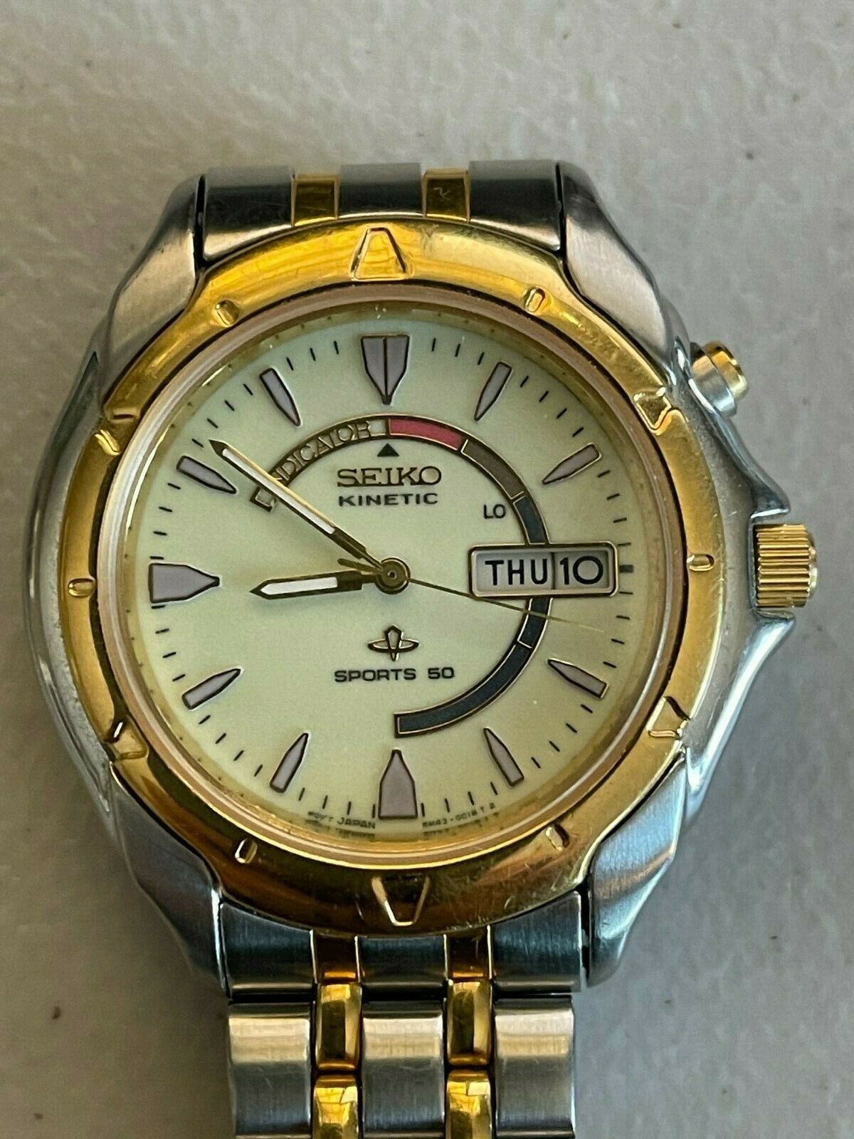 Men's Seiko Kinetic Watch 5M43-0B19 - Running, New Capacitor, Spare Links |  WatchCharts