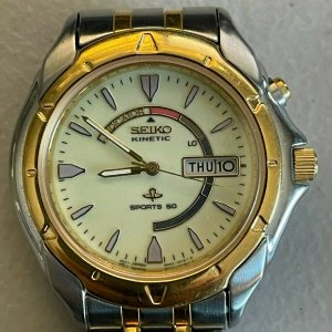 Men's Seiko Kinetic Watch 5M43-0B19 - Running, New Capacitor, Spare Links |  WatchCharts
