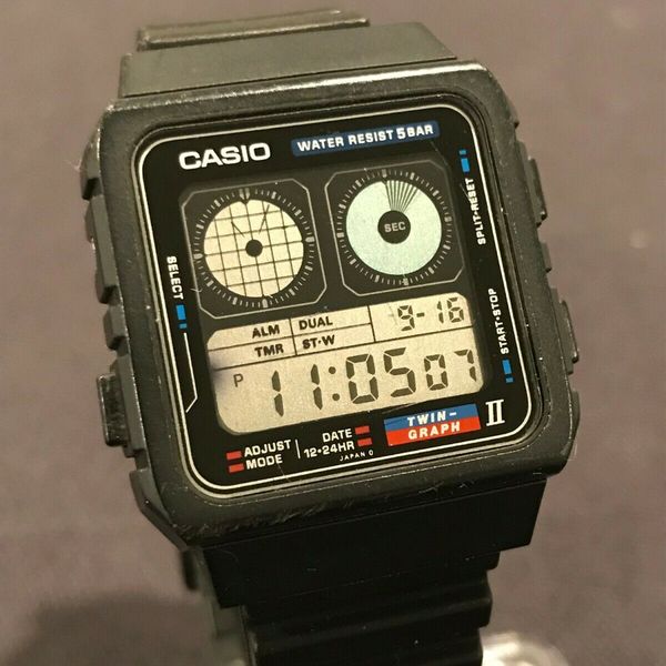 D*a様 CASIO TWIN GRAPH II 809 デジタル腕時計 Rare Casio AE-21W Twin-Graph II watch 809 Module Working