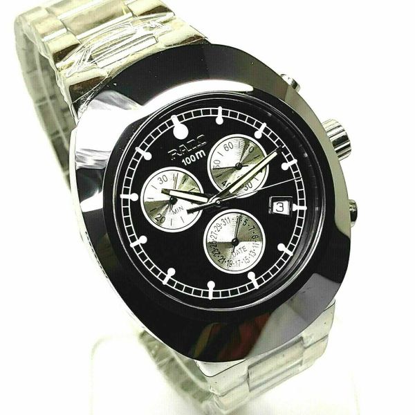 Oval Shape Rado Vintage Rado Diastar Chronograph Silver Black Dial Men's Wrist Watch ...
