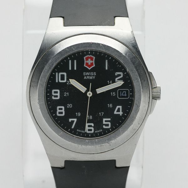 Victorinox Swiss Army Excursion Watch Black Rubber Band Silver 24490 ...