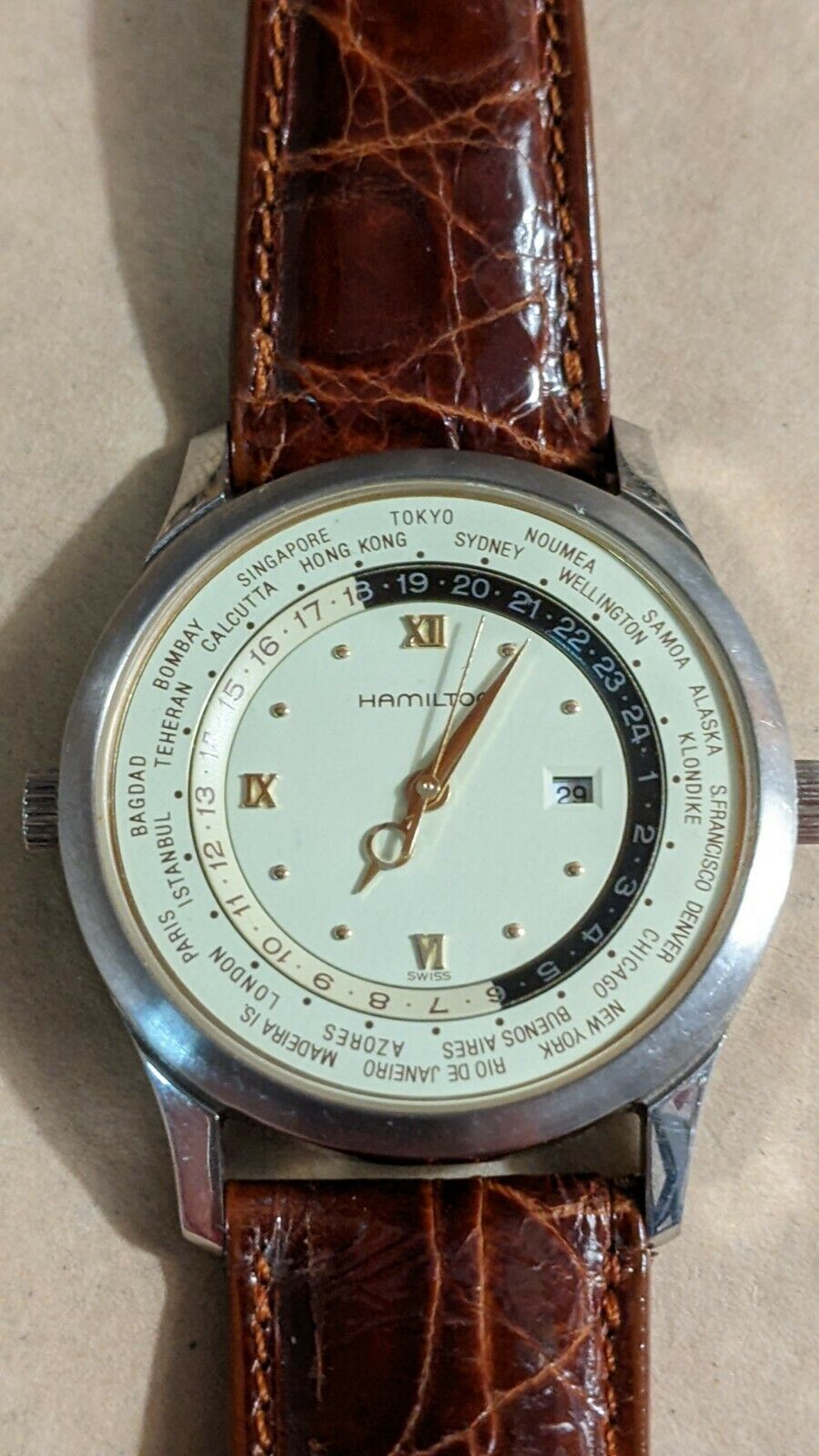てつ ハミルトン ワールドタイム 8984 ヴィンテージ World Timer 8984 Quartz - SOLD