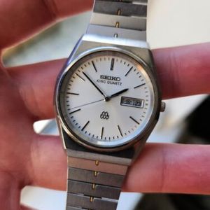 Vintage 1983, WHITE SEIKO KING QUARTZ, 9443-7000, Mens Watch, FOR