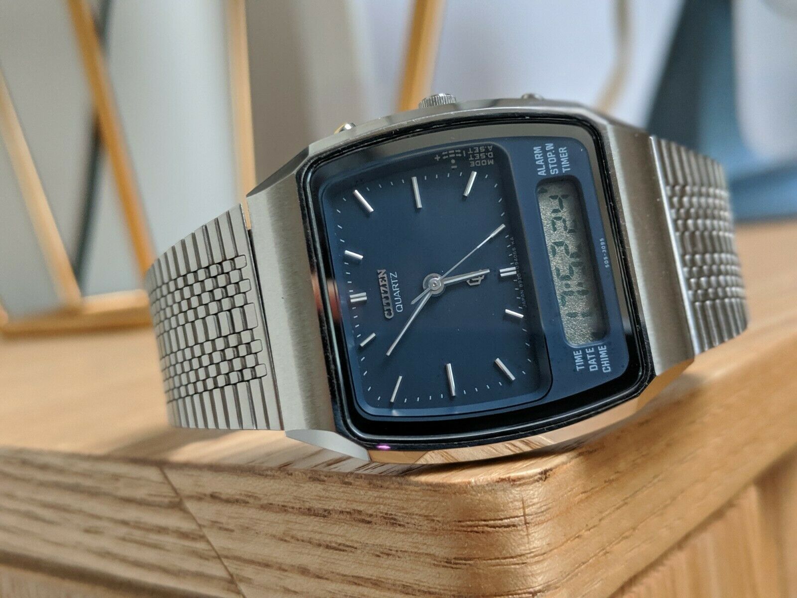Vintage Citizen Ana Digi Dual Time 41-8013 Blue Dial Japan Digital