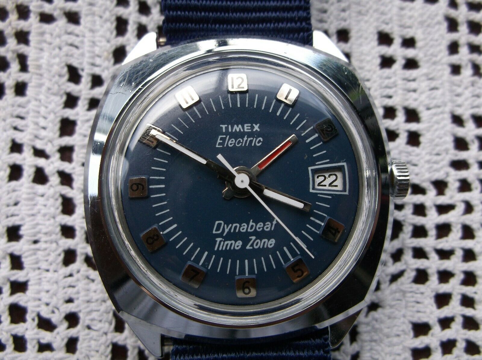 TIMEX electric dynabeat クォーツ腕時計 A1198 Vintage 36mm Timex Time Zone Men's Electric Wristwatch