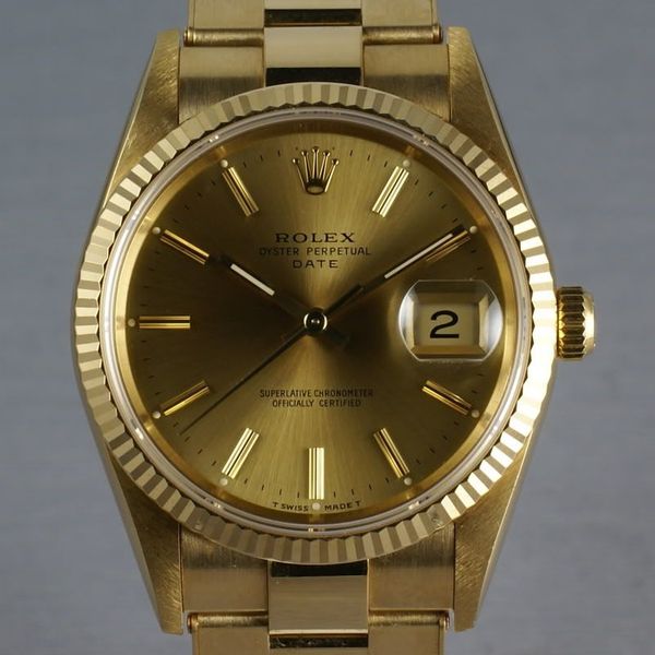 Rolex 18K Date Ref: 15238 on gold rivet bracelet | WatchCharts Marketplace