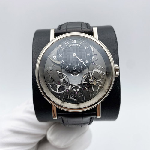 FS Breguet Tradition 18k White Gold Black Roman Openworked Dial