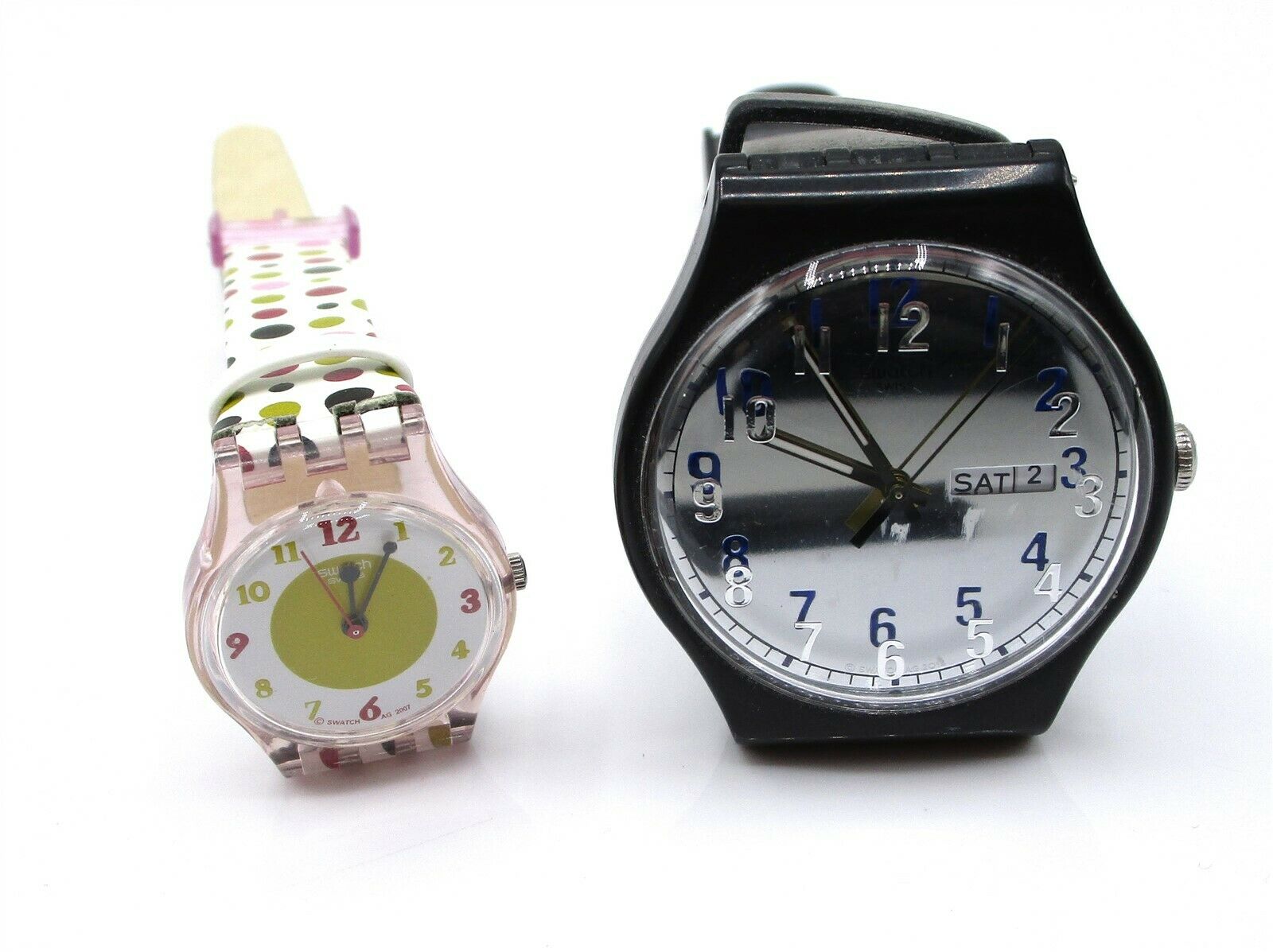 Swatch Swiss #836 IT27 Polka Dot Leather Band 2pc Watch Lot Swatch Swiss #836 IT27 Polka Dot Leather Band 2pc Watch Lot