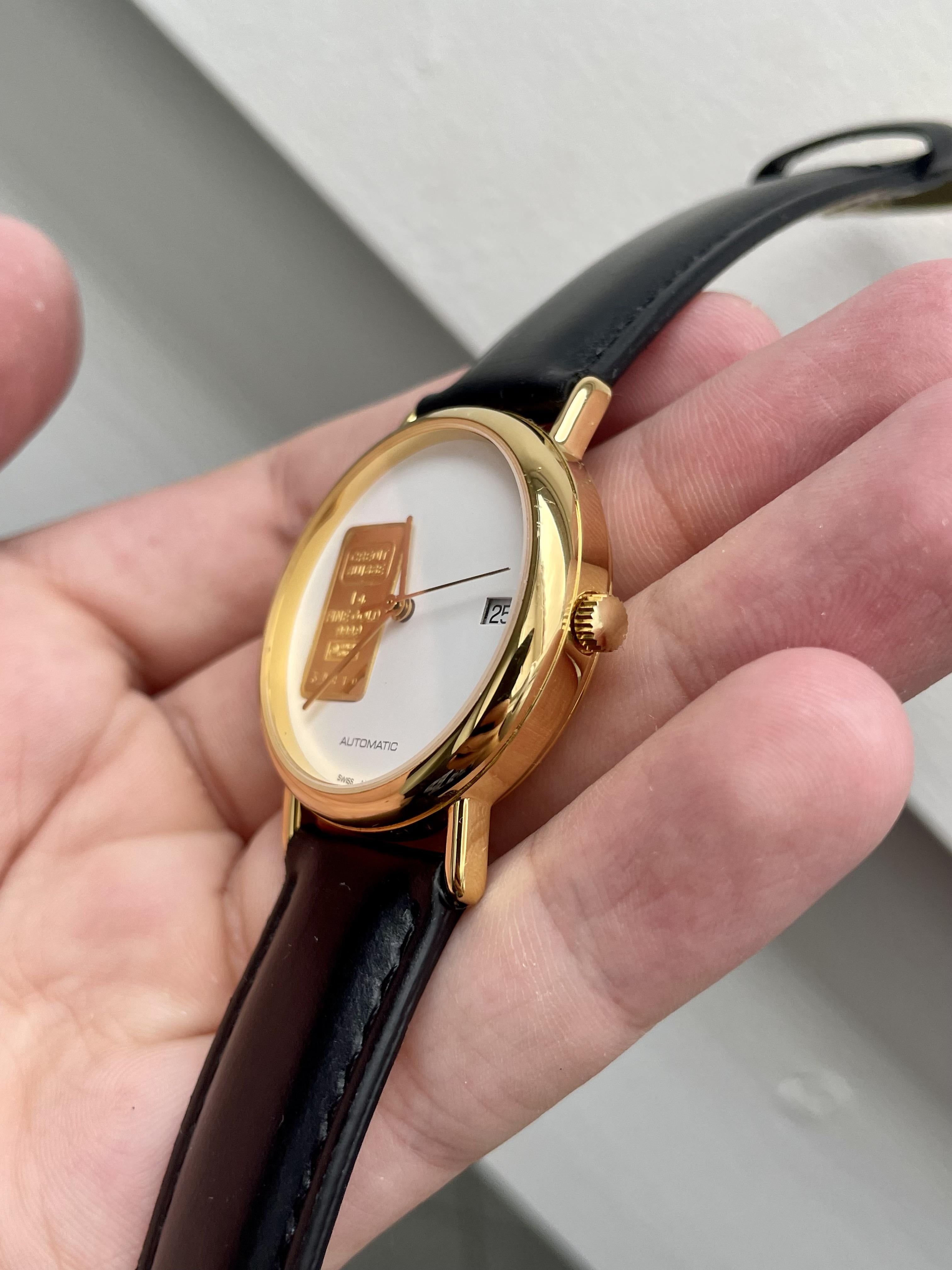 WTS] unusual Credit Suisse 24k gold watch - round 2