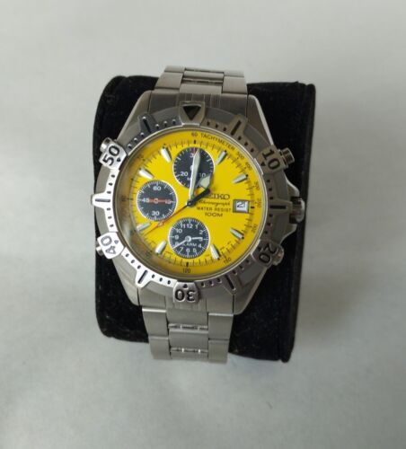 1990s Seiko 7T32 6M20 Chronograph Alarm orologio uomo Men watch