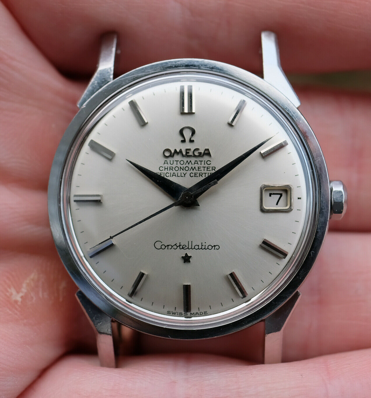 1964 Vintage Automatic Omega Dome Dial Dogleg Constellation Ref