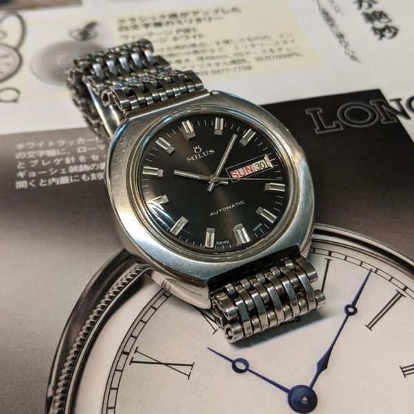 ミラス Milus Week Day Automatic 25石 腕時計 Milus AUTOMATIC CALENDAR 25 JEWELS VINTAGE WATCH SWISS